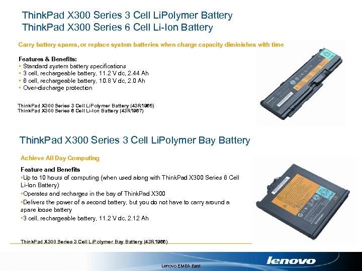Think. Pad X 300 Series 3 Cell Li. Polymer Battery Think. Pad X 300