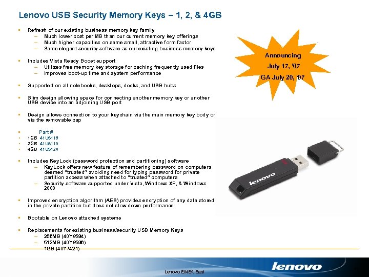 Lenovo USB Security Memory Keys – 1, 2, & 4 GB • Refresh of