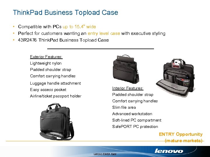 Think. Pad Business Topload Case • Compatible with PCs up to 15. 4” wide