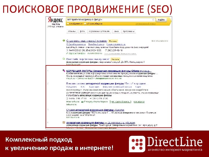 ПОИСКОВОЕ ПРОДВИЖЕНИЕ (SEO) Комплексный подход к увеличению продаж в интернете! 
