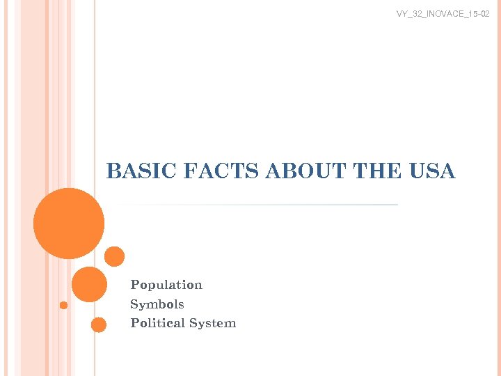 VY_32_INOVACE_15 -02 BASIC FACTS ABOUT THE USA Population Symbols Political System 