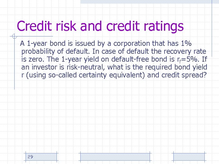 Credit risk and credit ratings A 1 -year bond is issued by a corporation