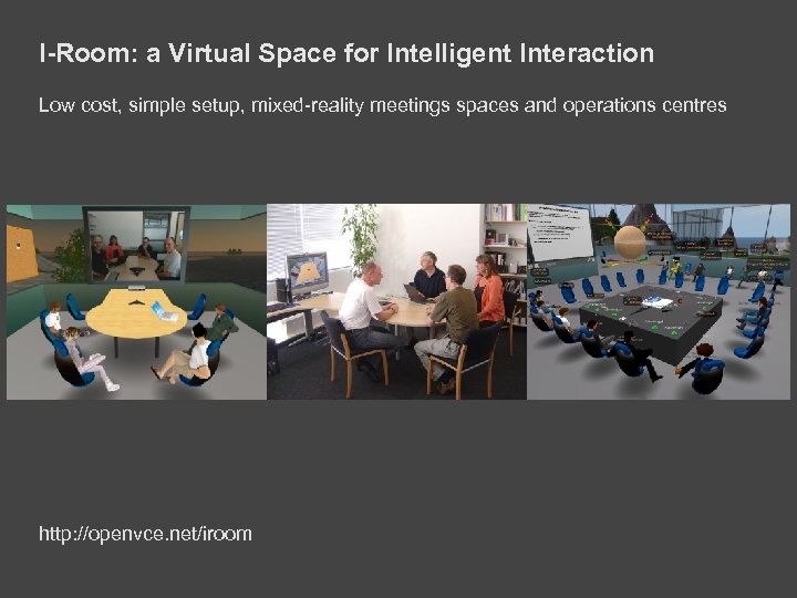 I-Room: a Virtual Space for Intelligent Interaction Low cost, simple setup, mixed-reality meetings spaces