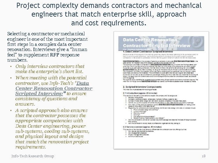 Project complexity demands contractors and mechanical engineers that match enterprise skill, approach and cost