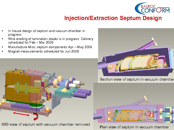 Injection/Extraction Septum Design • • In house design of septum and vacuum chamber in