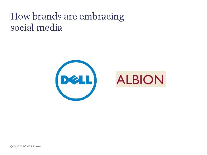 How brands are embracing social media © Bird & Bird LLP 2011 