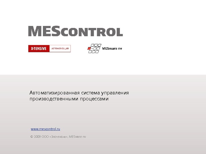 Автоматизированная система управления производственными процессами www. mescontrol. ru © 2009 ООО «Экстенсив» , MESware