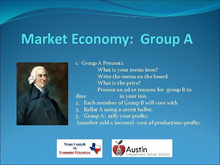 Market Economy: Group A 1. Group A Presents What is your menu item? Write