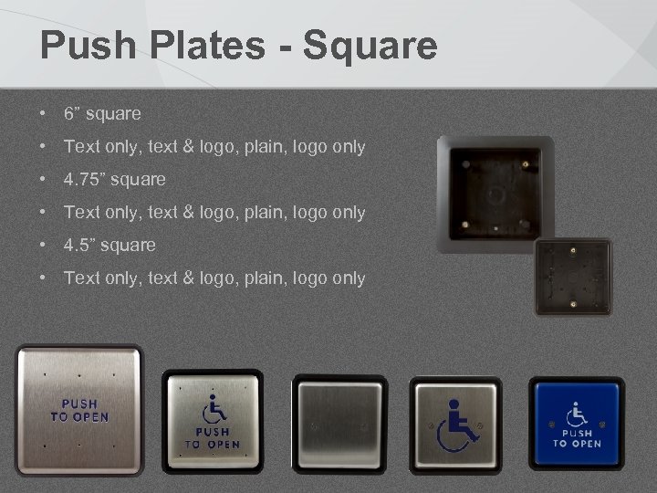 Push Plates - Square • 6” square • Text only, text & logo, plain,
