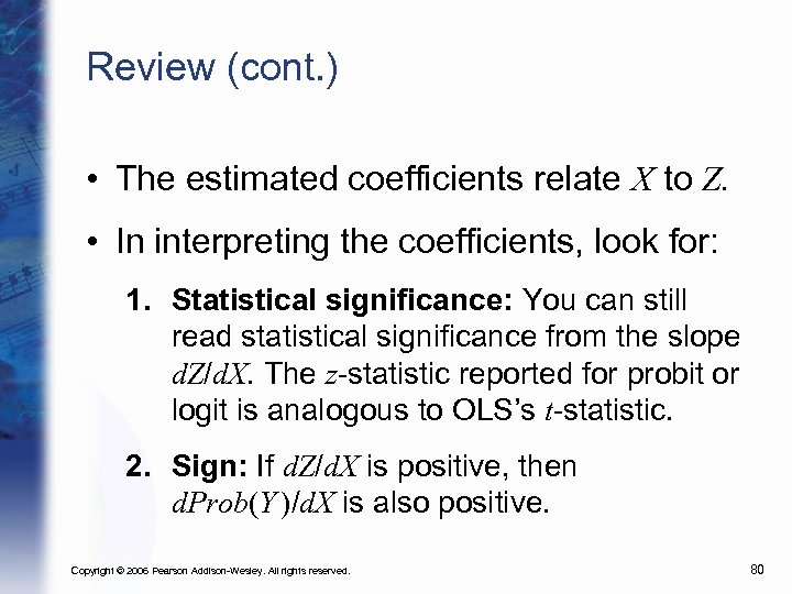 Review (cont. ) • The estimated coefficients relate X to Z. • In interpreting