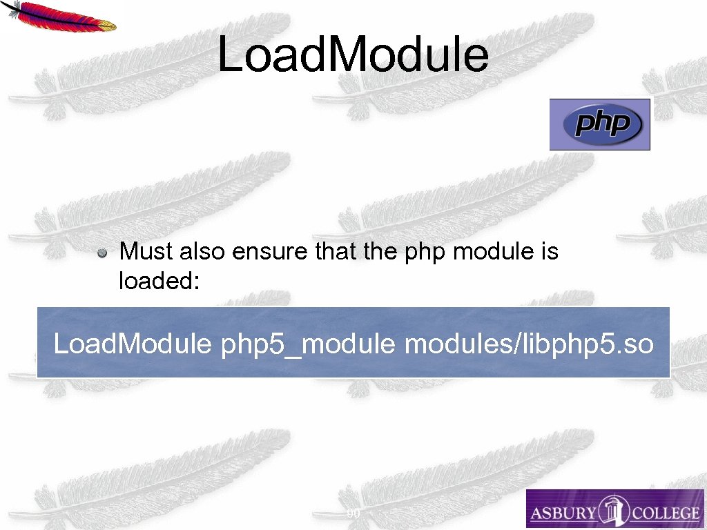 Load. Module Must also ensure that the php module is loaded: Load. Module php