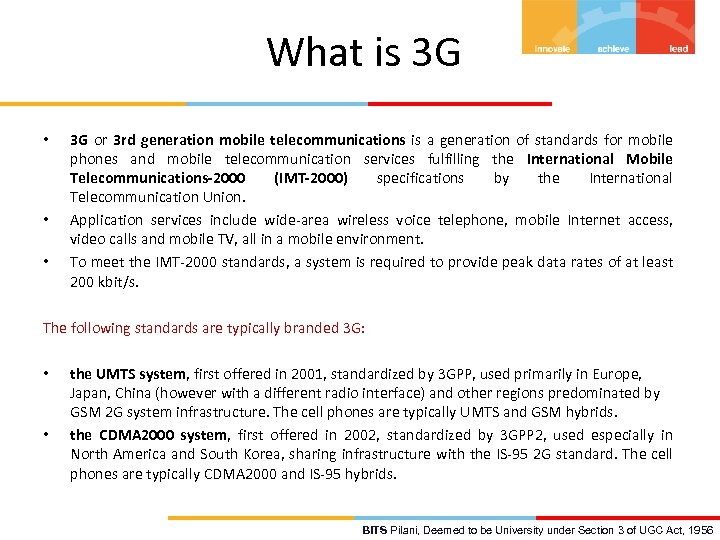 What is 3 G • • • 3 G or 3 rd generation mobile