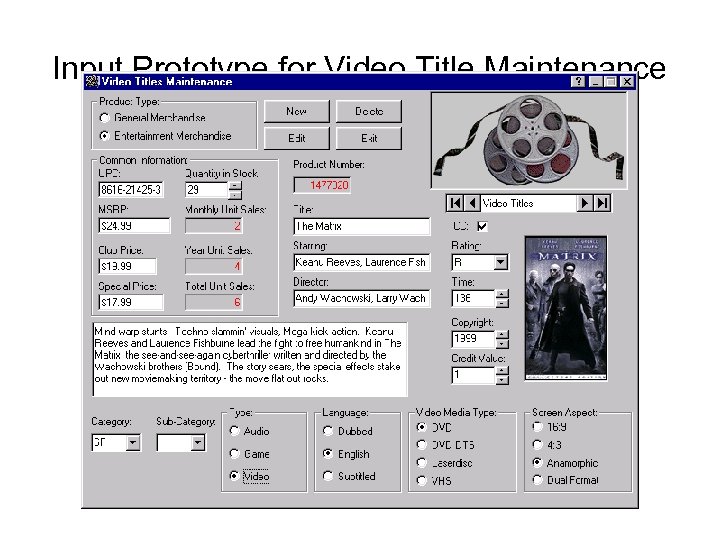 Input Prototype for Video Title Maintenance 