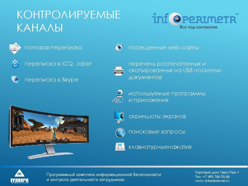 КОНТРОЛИРУЕМЫЕ КАНАЛЫ почтовая переписка посещенные web-сайты переписка в ICQ, Jaber перечень распечатанных и скопированных