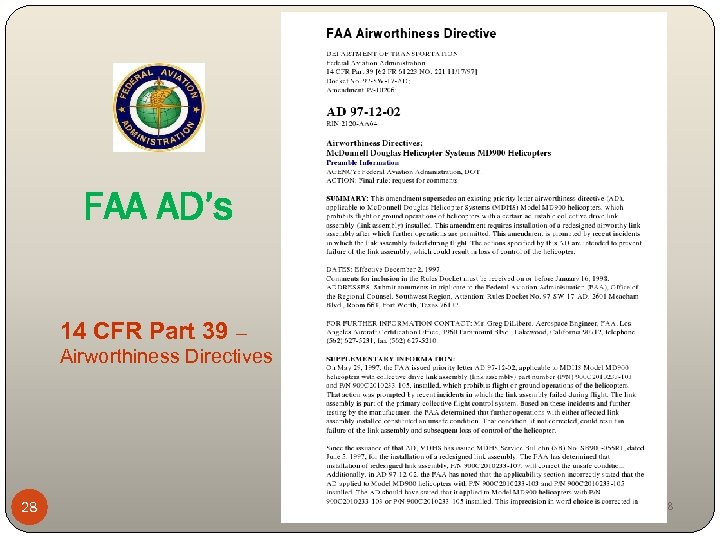 FAA AD’s 14 CFR Part 39 – Airworthiness Directives 28 Mar-18 