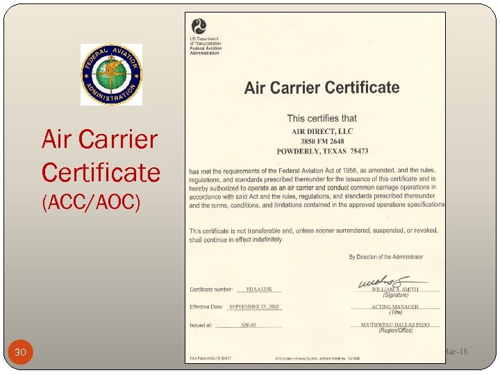 Air Carrier Certificate (ACC/AOC) 30 Mar-18 