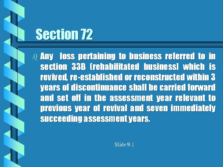 Section 72 b Any loss pertaining to business referred to in section 33 B