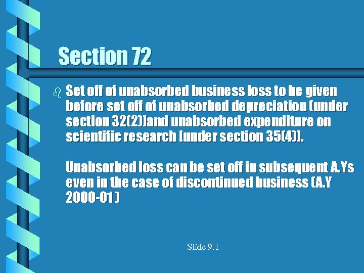 Section 72 b Set off of unabsorbed business loss to be given before set