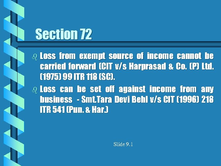 Section 72 b Loss from exempt source of income cannot be carried forward (CIT