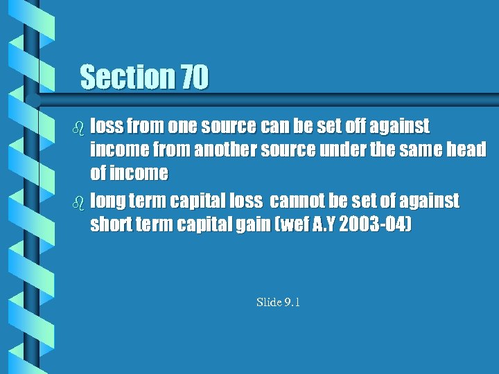 Section 70 b loss from one source can be set off against income from