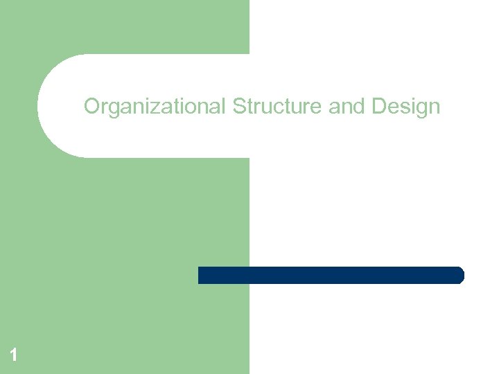 Organizational Structure and Design 1 