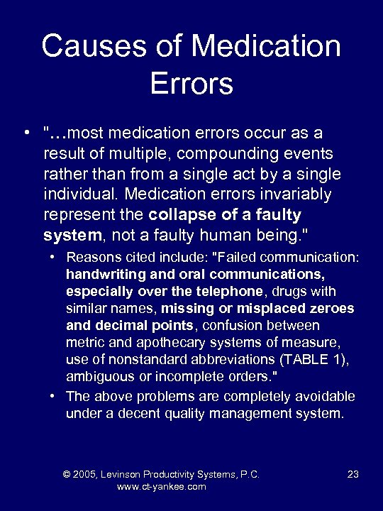 Causes of Medication Errors • 