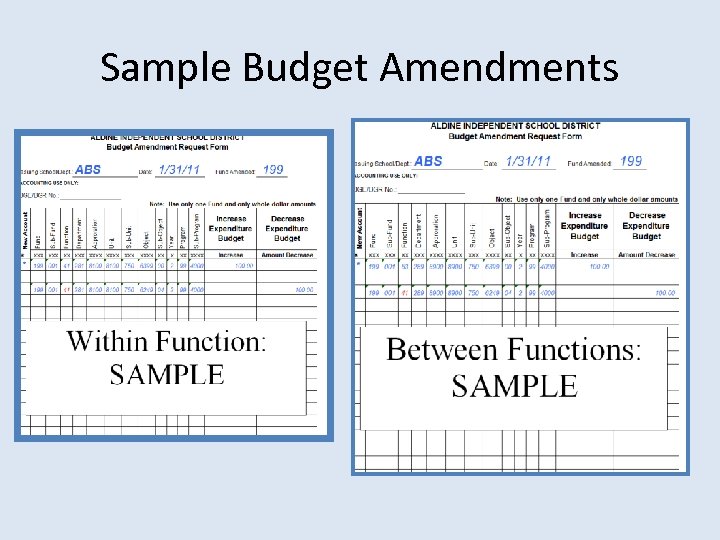 Sample Budget Amendments 