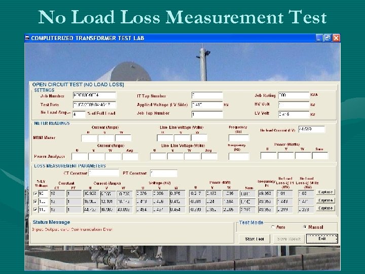 No Load Loss Measurement Test 