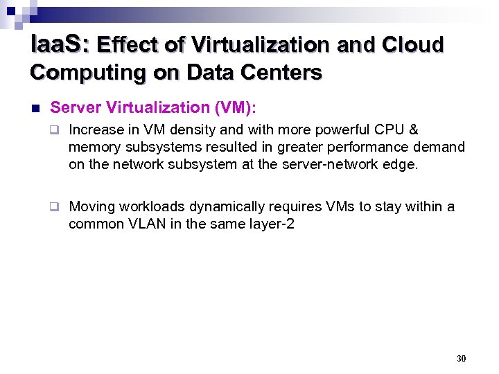 Iaa. S: Effect of Virtualization and Cloud Computing on Data Centers n Server Virtualization