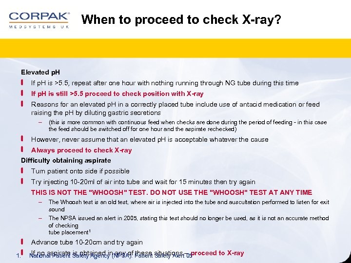 When to proceed to check X-ray? Elevated p. H If p. H is >5.
