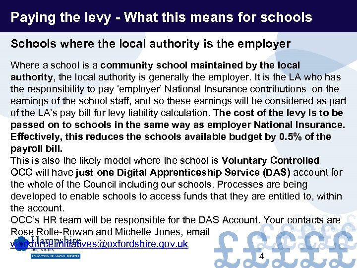 Paying the levy - What this means for schools Schools where the local authority