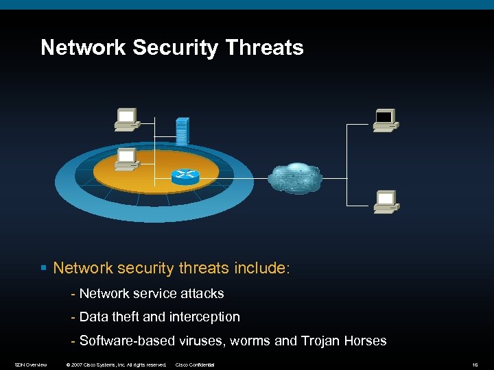 Network Security Threats § Network security threats include: - Network service attacks - Data