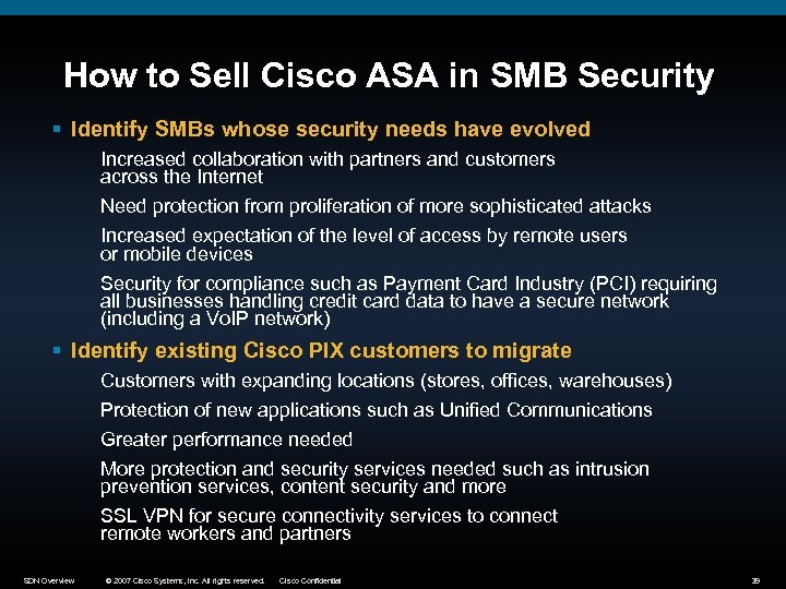 How to Sell Cisco ASA in SMB Security § Identify SMBs whose security needs