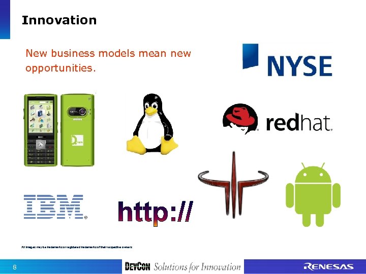 Innovation New business models mean new opportunities. All images may be trademarks or registered