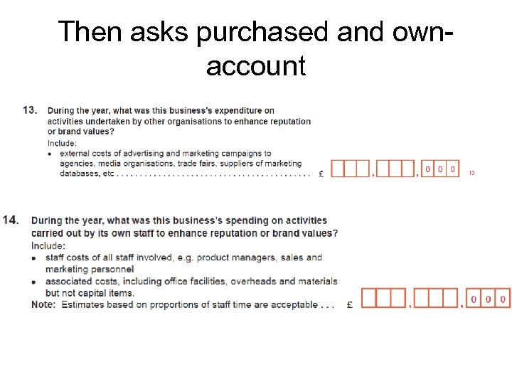 Then asks purchased and ownaccount 