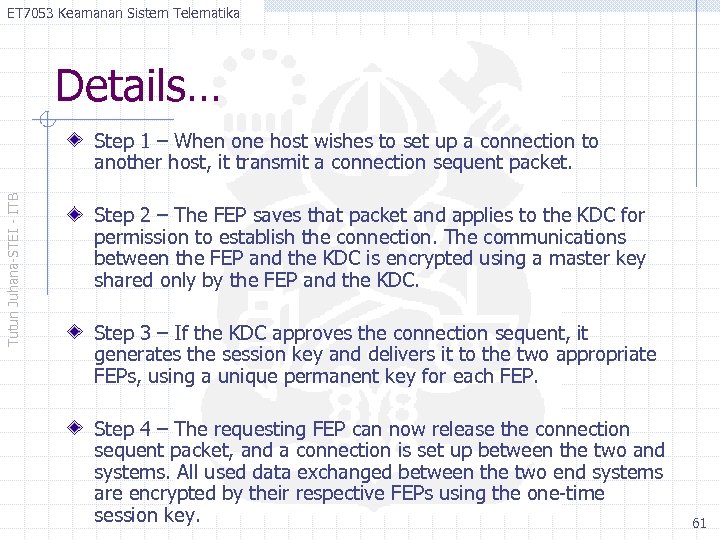 ET 7053 Keamanan Sistem Telematika Details… Tutun Juhana-STEI - ITB Step 1 – When