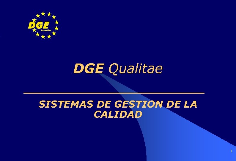 DGE Qualitae SISTEMAS DE GESTION DE LA CALIDAD 1 