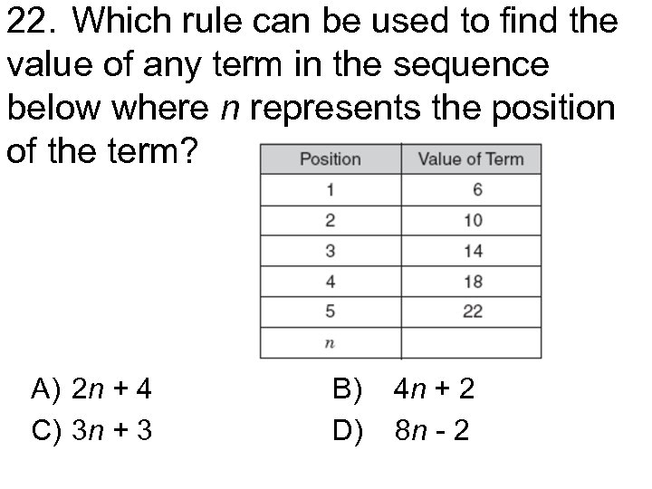 22. Which rule can be used to find the value of any term in