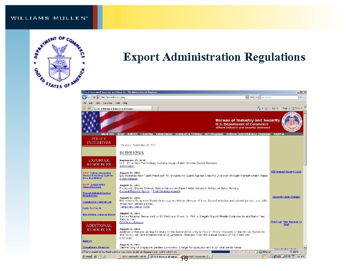 Export Administration Regulations 16 