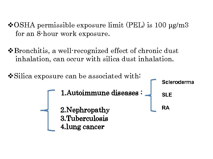 v. OSHA permissible exposure limit (PEL) is 100 μg/m 3 for an 8 -hour