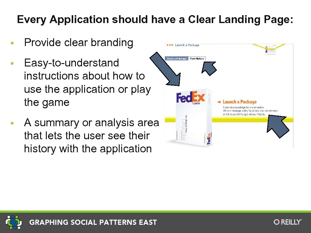  Every Application should have a Clear Landing Page: § Provide clear branding §