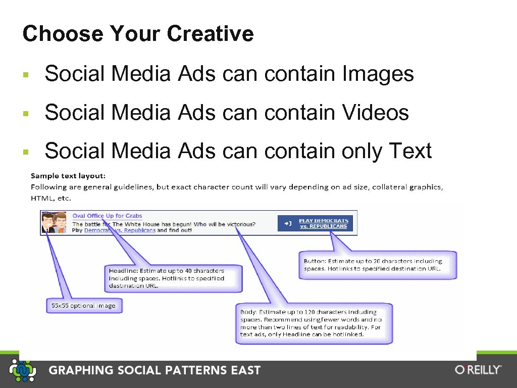 Choose Your Creative § Social Media Ads can contain Images § Social Media Ads