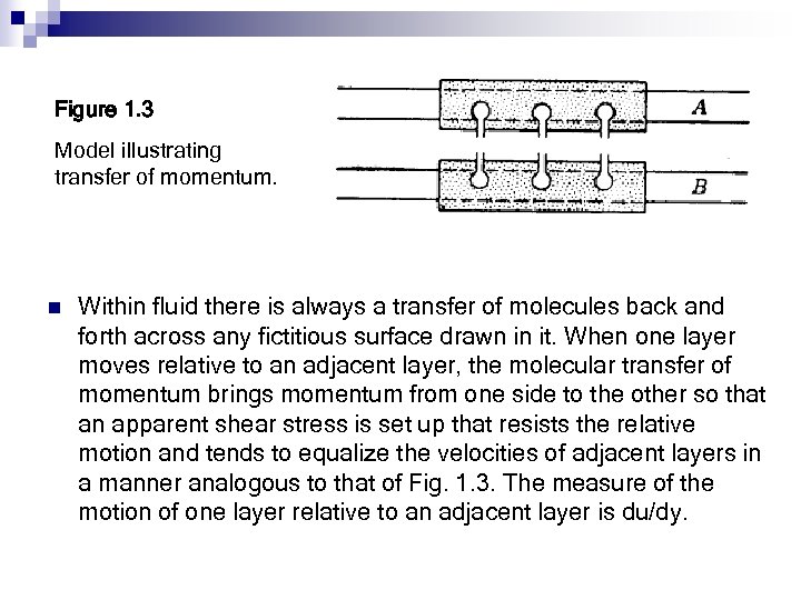 Figure 1. 3 Model illustrating transfer of momentum. n Within fluid there is always