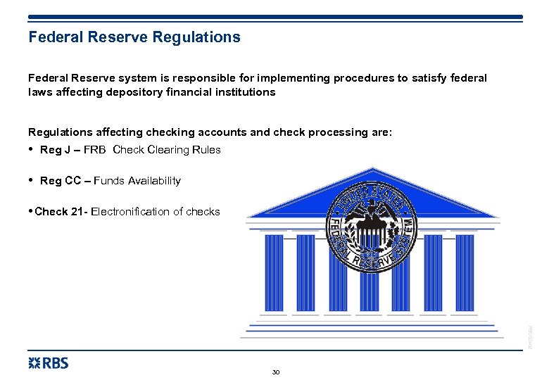 Federal Reserve Regulations Federal Reserve system is responsible for implementing procedures to satisfy federal