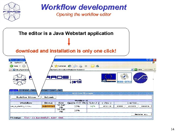 Workflow development Opening the workflow editor The editor is a Java Webstart application download