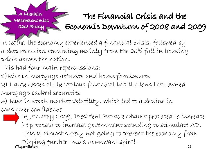 A Mankiw Macroeconomics Case Study The Financial Crisis and the Economic Downturn of 2008