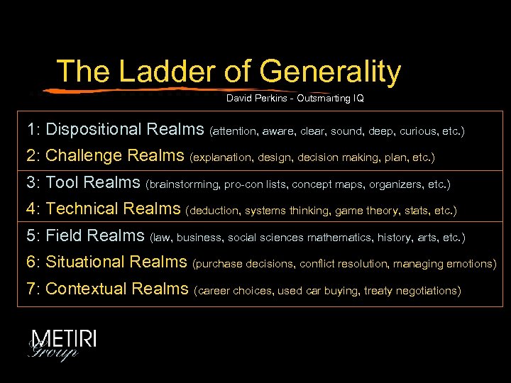 The Ladder of Generality David Perkins - Outsmarting IQ 1: Dispositional Realms (attention, aware,