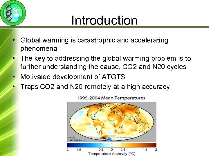 Introduction • Global warming is catastrophic and accelerating phenomena • The key to addressing