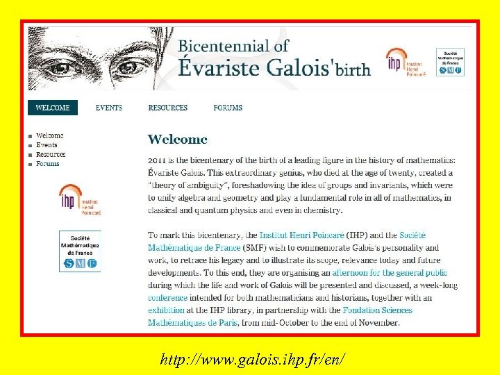http: //www. galois. ihp. fr/en/ 