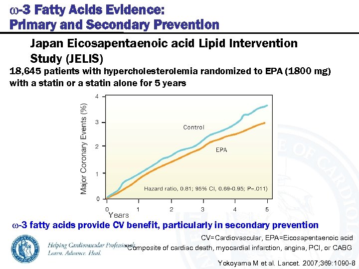 w-3 Fatty Acids Evidence: Primary and Secondary Prevention Japan Eicosapentaenoic acid Lipid Intervention Study